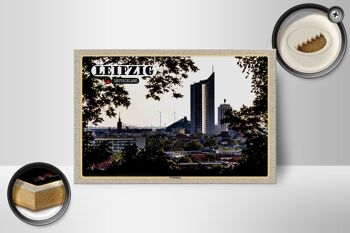 Panneau en bois villes Leipzig Fockeberg vue 18x12 cm décoration 2