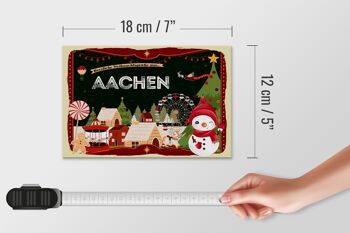 Panneau en bois Salutations de Noël AIX-LA-CHAPELLE Décoration cadeau 18x12 cm 4