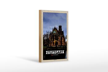 Panneau en bois villes Stuttgart Johanneskirche 12x18 cm cadeau 1