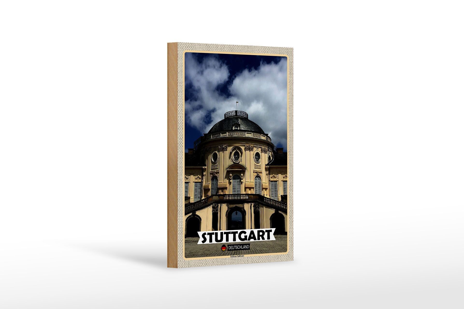 Cartello in legno città Stoccarda Castello Solitudine 12x18 cm decorazione