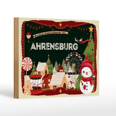 Cartel de madera Saludos navideños de AHRENSBURG regalo 18x12 cm