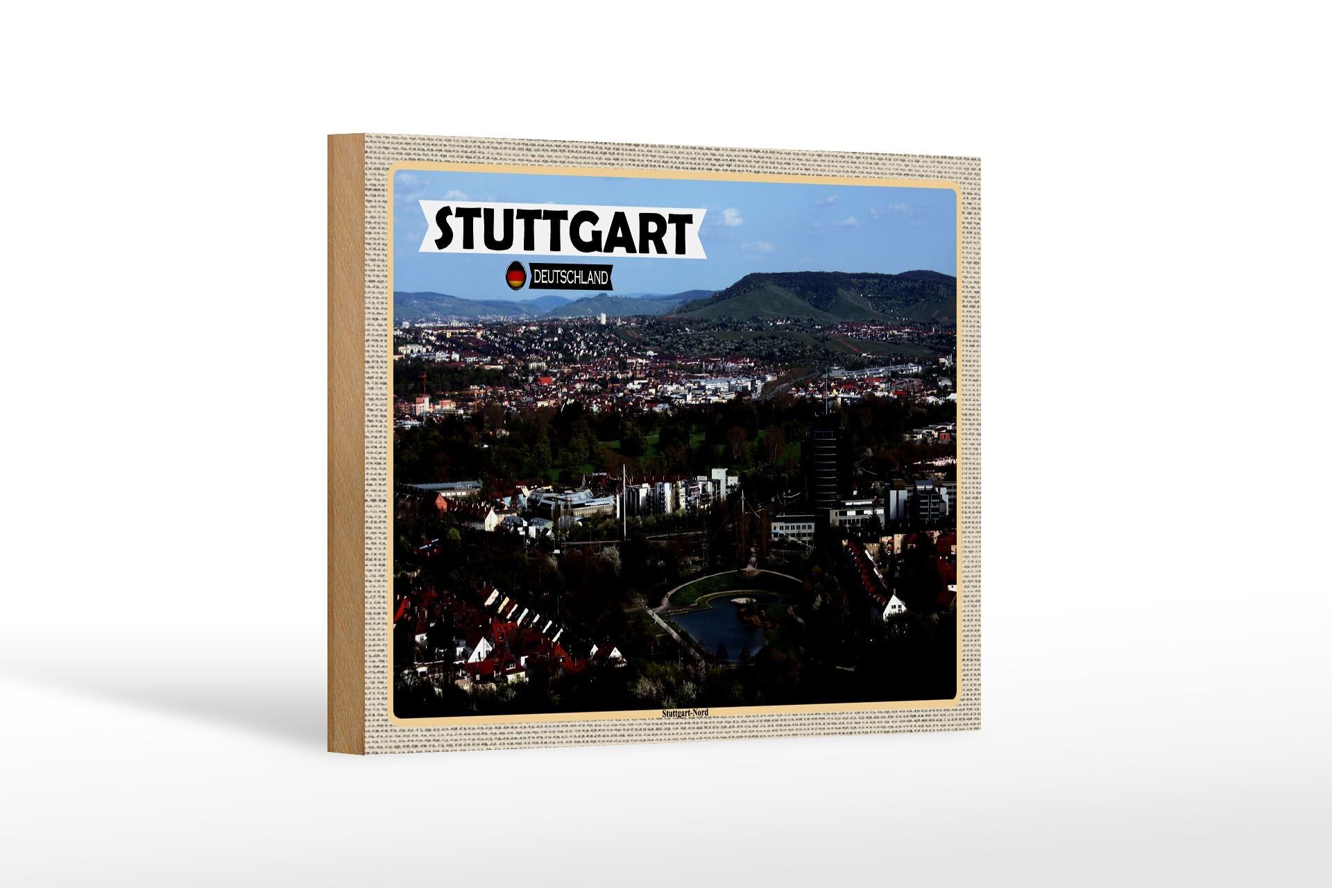 Targa in legno città Stoccarda Germania Nord 18x12 cm decorazione
