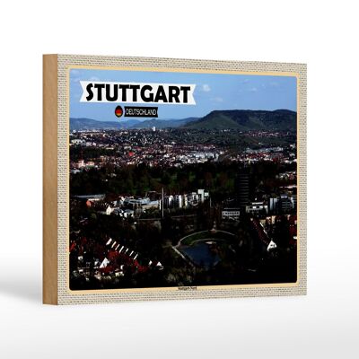 Letrero de madera ciudades Stuttgart Norte de Alemania decoración 18x12 cm