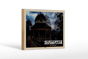 Panneau en bois villes bâtiment salon de thé Stuttgart 18x12 cm cadeau 1