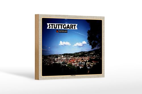 Holzschild Städte Ausblick auf Stuttgart Süd 18x12 cm Dekoration