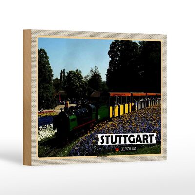 Targa in legno città Stoccarda Killesbergbahn Park 18x12 cm decorazione