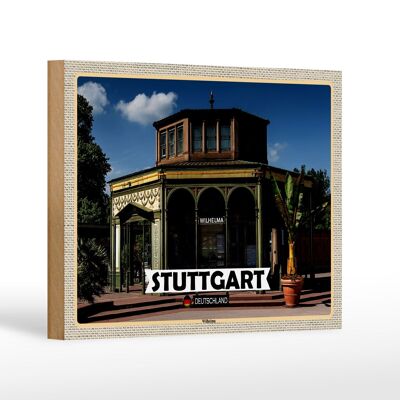 Letrero de madera ciudades Stuttgart Wilhelma arquitectura 18x12 cm decoración