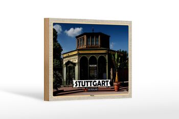 Panneau en bois villes Stuttgart Wilhelma architecture 18x12 cm décoration 1