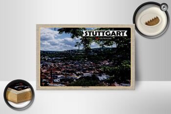 Panneau en bois villes vue de la ville de Stuttgart Ouest 18x12 cm décoration 2