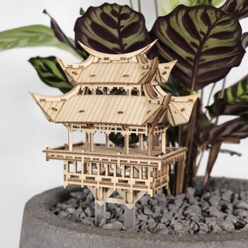 Petites cabanes dans les arbres Temple de la gratitude, puzzle 3D en bois DIY 2