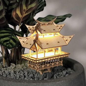 Petites cabanes dans les arbres Temple de la gratitude, puzzle 3D en bois DIY 4