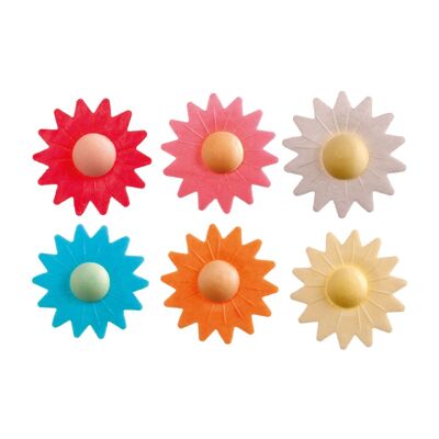 EDIBLE WAFER DAISIES 6 ASSORTED COLORS Ø 4.5CM