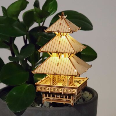 Piccole case sugli alberi Tempio della serenità, puzzle 3D in legno fai da te