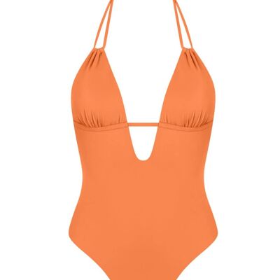 Double straps v-neck swimsuit-Nectarine