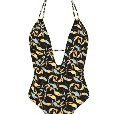 Double straps v-neck swimsuit-Branches