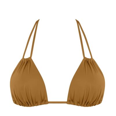 Double Strap Triangle Bikini Top-Sand Brown