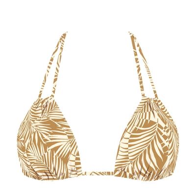 Double Strap Triangle Bikini Top-Brown Banana Leaf