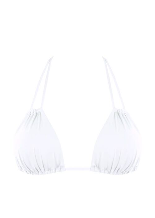 Double Strap Triangle Bikini Top-White