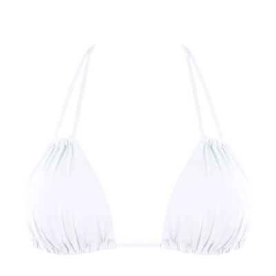 Double Strap Triangle Bikini Top-White