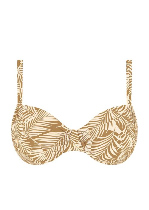 Reducer bikini top with double straps-Brown Banana Leaf