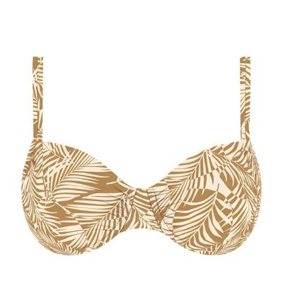Reducer bikini top with double straps-Brown Banana Leaf