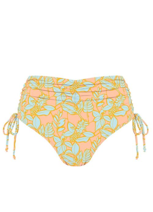 High Waist Bikini Bottom-Nectarine Leaves