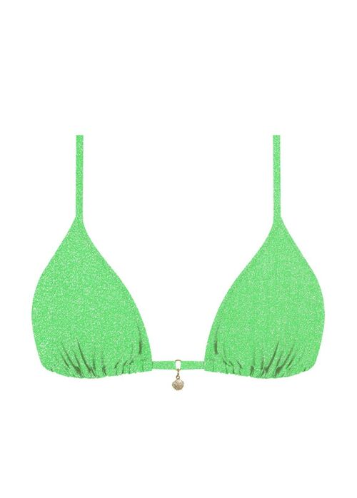 Lurex Triangle Bikini Top-Green oasis