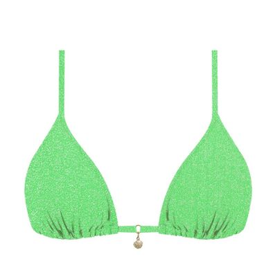 Lurex Triangle Bikini Top-Green oasis