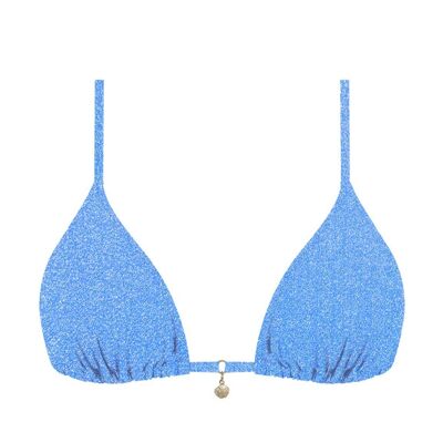 Top de bikini triangular de lúrex-Aurora Blue