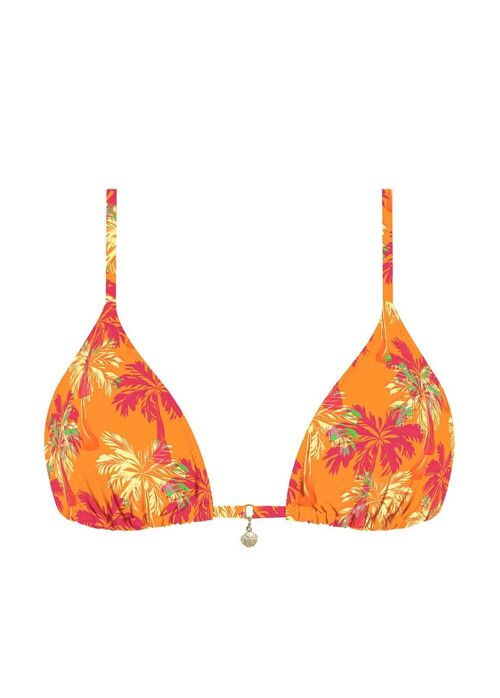 Lurex Triangle Bikini Top-Orange Coconut Tree