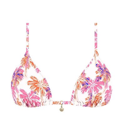 Lurex Triangle Bikini Top-Pink Coconut Tree