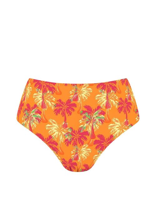 High Wasit Bikini Bottom-Orange Coconut Tree