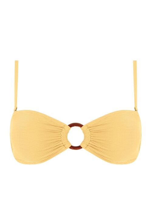 Top de bikini bandeau acanalado - Pera amarilla