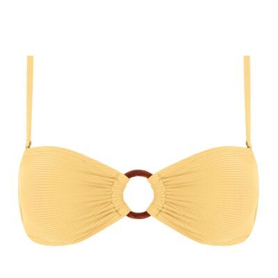 Top de bikini a fascia acanalado - Pera amarilla