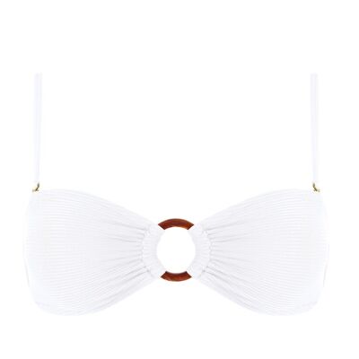 Bandeau-Bikini-Top aus Canalé - Weiß