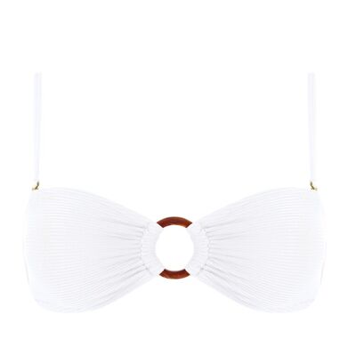 Top de bikini bandeau de canalé - Blanco