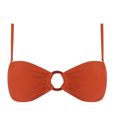 Top bikini a fascia canalizzato - Rojo carmesí