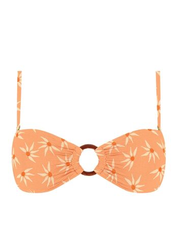 Haut de bikini bandeau de canalé avec estampado de gerberas naranjas 1