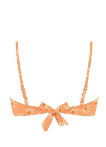 Haut de bikini bandeau de canalé avec estampado de gerberas naranjas 2