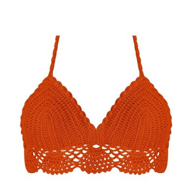 Triangel-Bikini-Top aus Strick - Rojo Carmesí