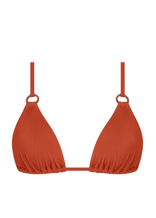 Top de bikini de triángulo acanalado - Rojo carmesí