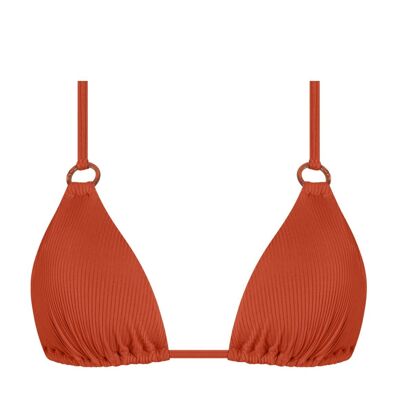 Top de bikini a triangolo acanalato - Rojo carmesí