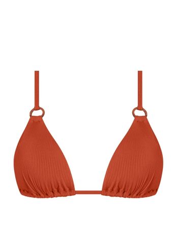 Haut de bikini triangle acanalado - Rojo carmesí 1