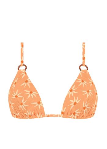 Haut de bikini triangulaire de canalé avec estampado de gerberas naranjas 1
