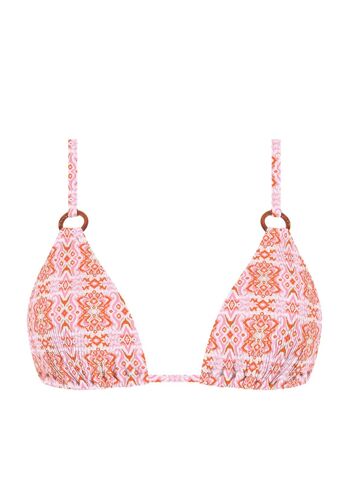 Haut de bikini de triangle acanalado - Estampado tribal melocotón 1