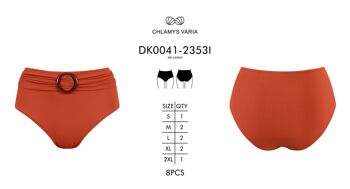 Braguita de bikini acanalada de cintura alta - Rojo carmesí 3