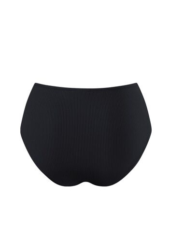 Braguita de bikini de canalé de cintura alta - Negro 2