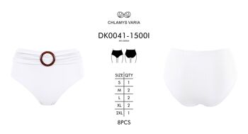 Braguita de bikini de canalé de cintura alta - Blanco 3