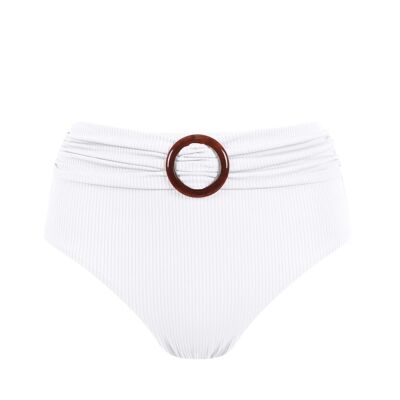 Braguita de bikini de canalé de cintura alta - Blanco