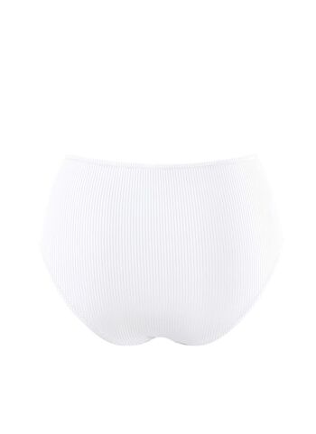Braguita de bikini de canalé de cintura alta - Blanco 2